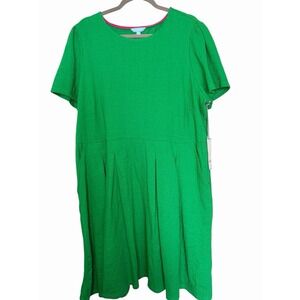 Draper James RSVP 2XL Kelly Green Textured Dress Short Sleeve Pockets NWT